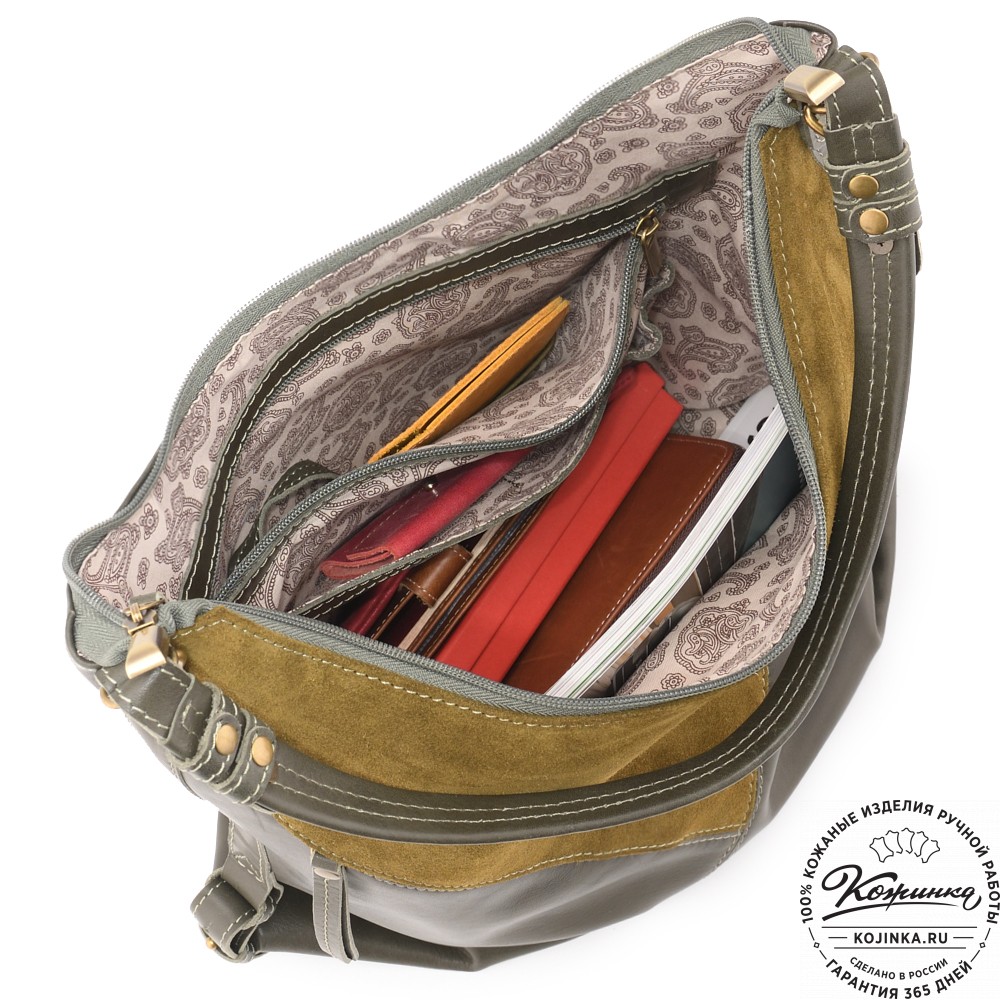  Женская кожаная сумка "Эмилия" (хаки)